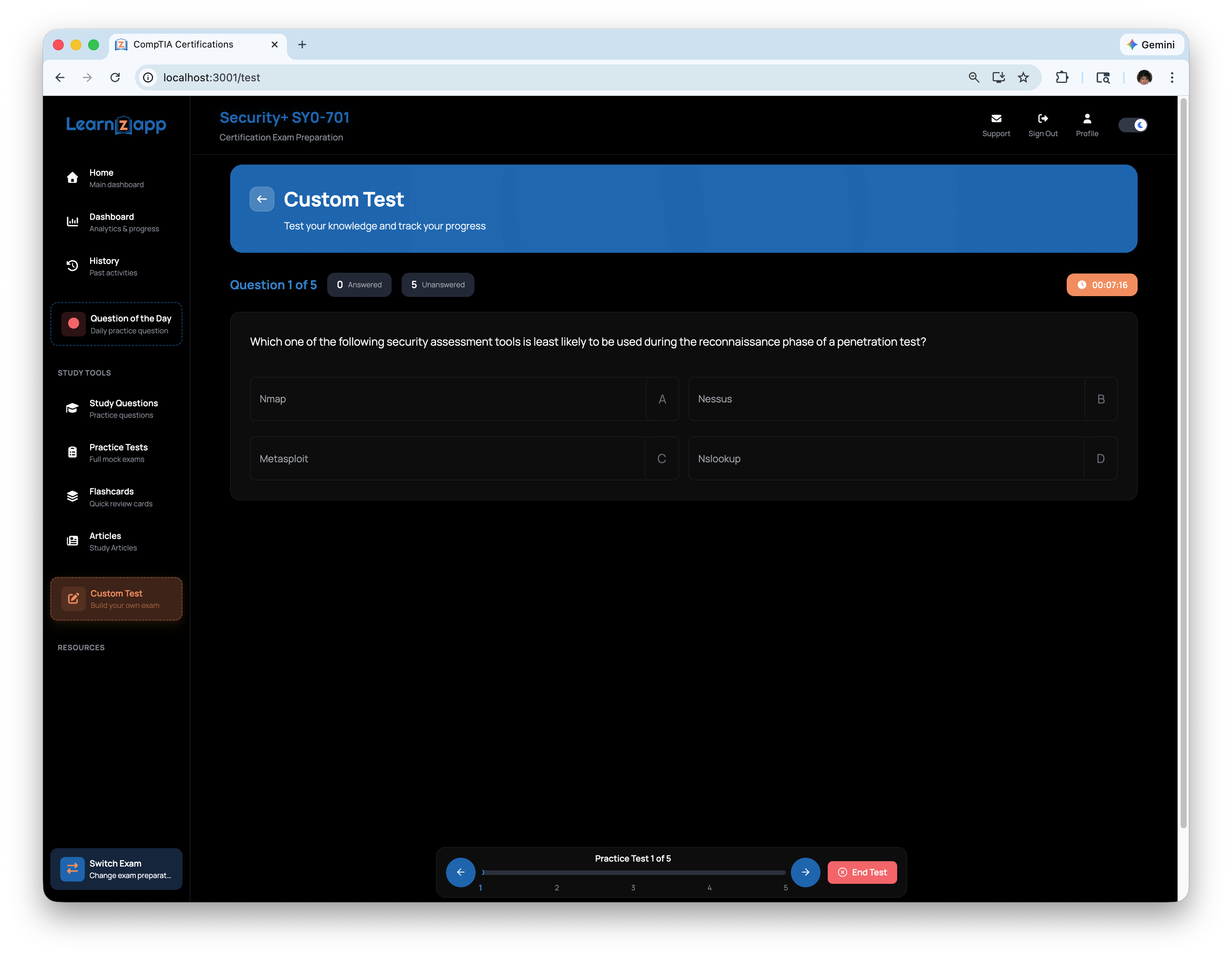 Simulate the Real Exam