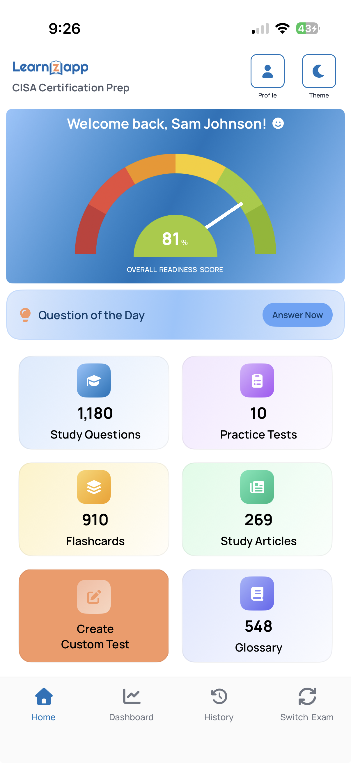 Home Dashboard for Quick Access